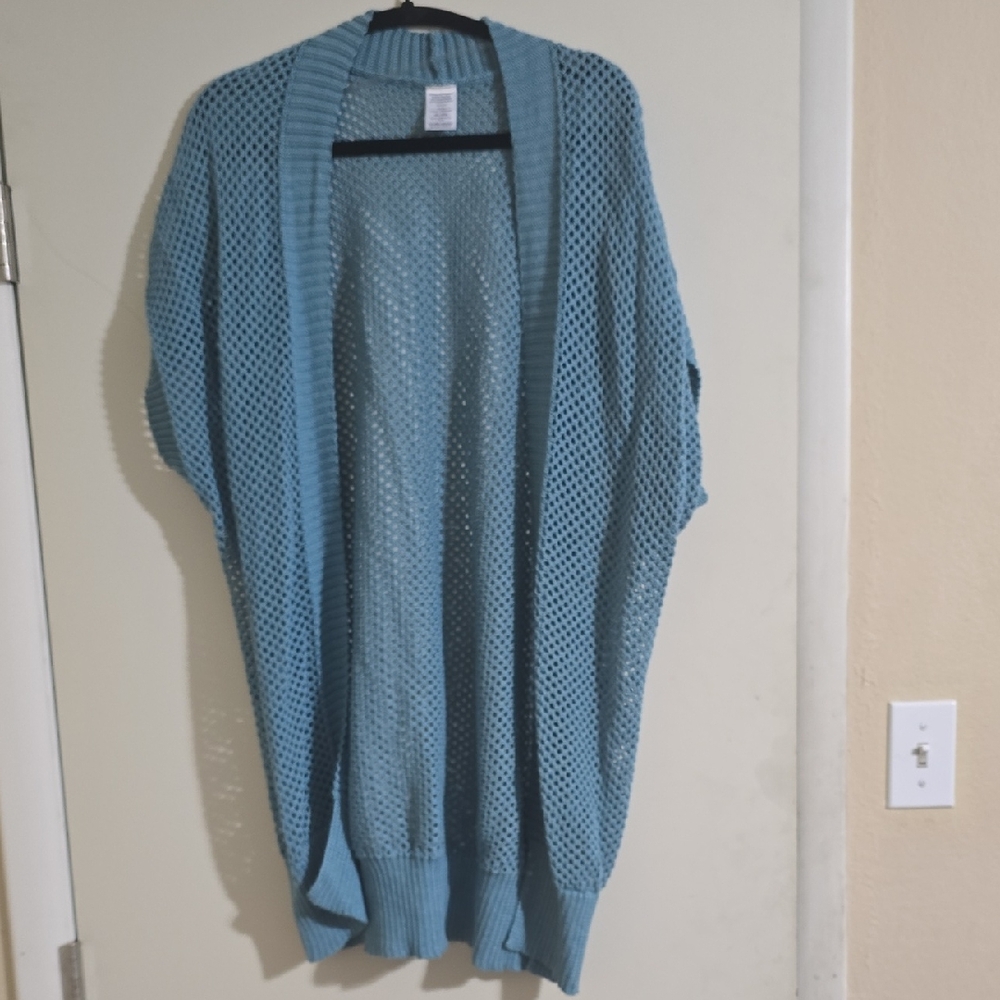 Women's Blue Open-Knit Sweater
